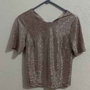 Monteau Shimmering Gold Sequin Blouse